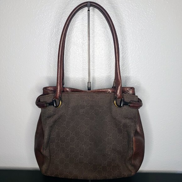 Gucci Tote - Vintage Chocolate Brown GG Canvas and Leather Trim w/ COA - Picture 2 of 13